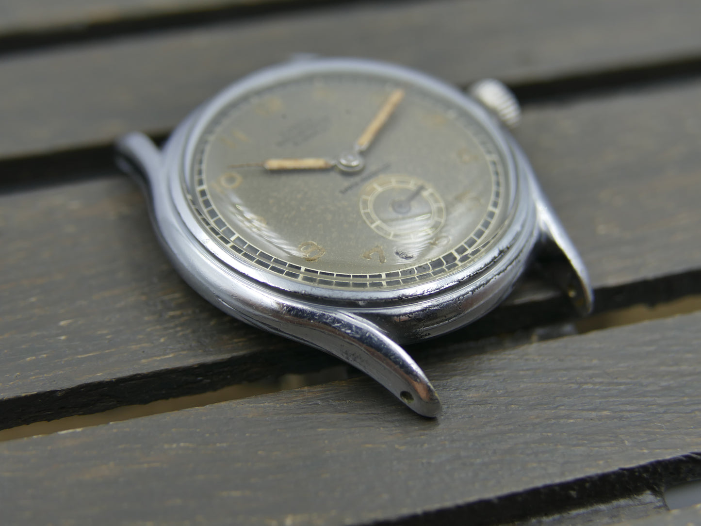40’s vintage watch mens military Lanco hand wind 1022 grey