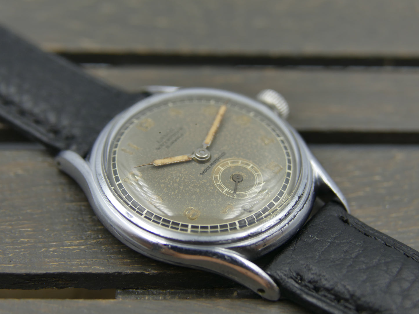 40’s vintage watch mens military Lanco hand wind 1022 grey