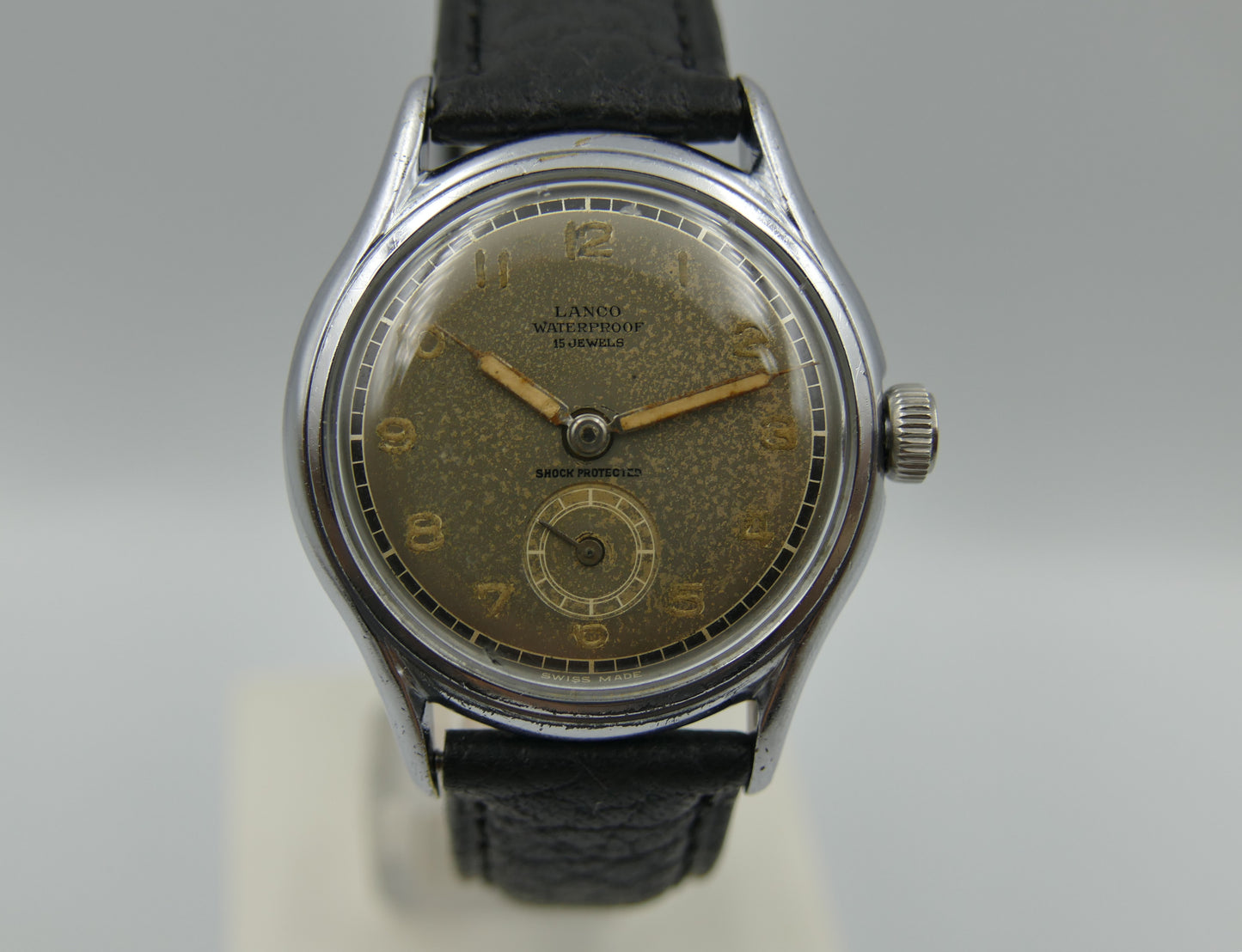 40’s vintage watch mens military Lanco hand wind 1022 grey