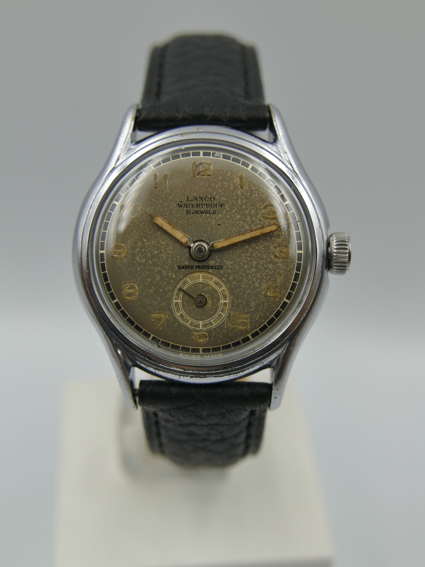 40’s vintage watch mens military Lanco hand wind 1022 grey