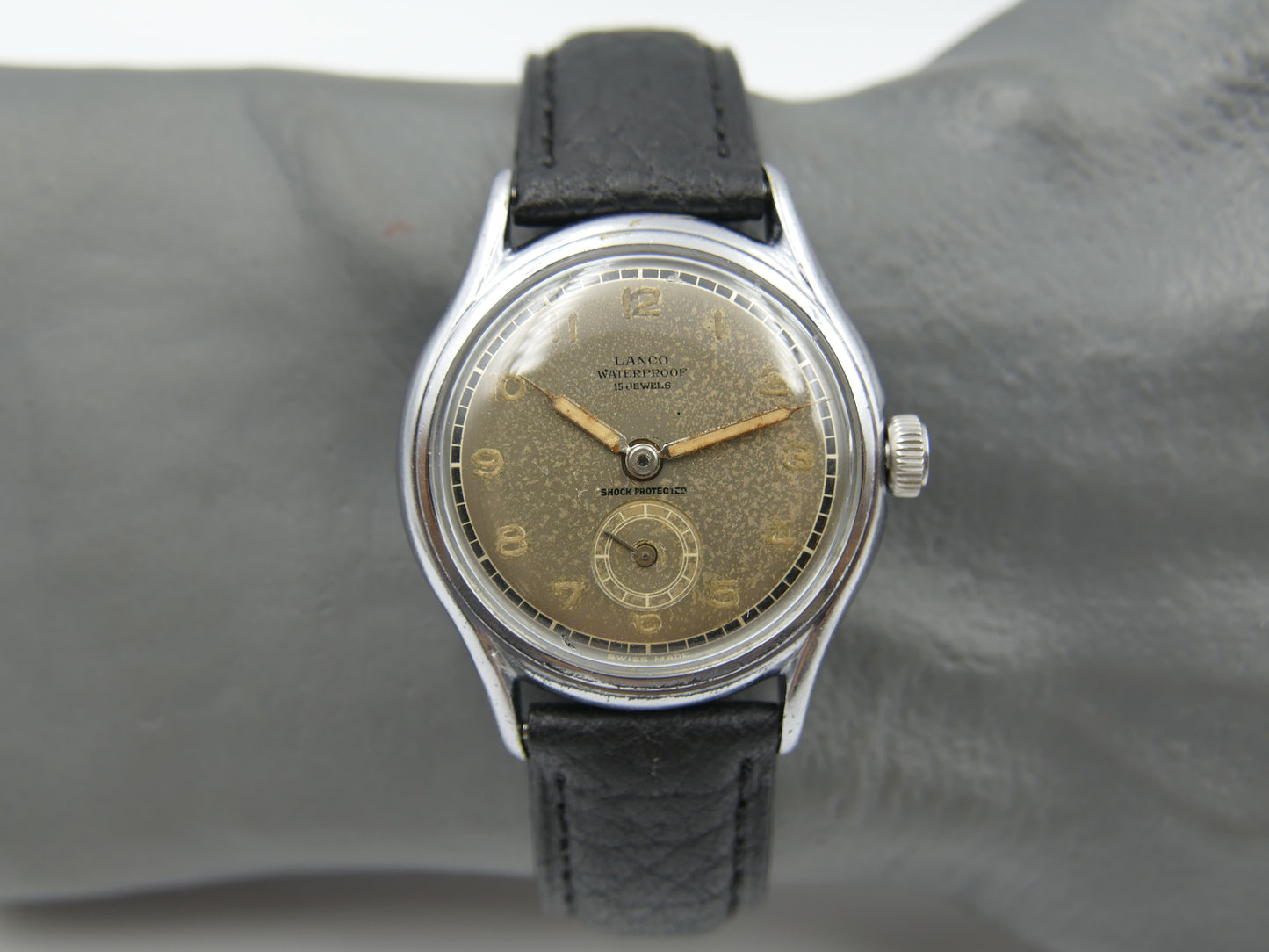40’s vintage watch mens military Lanco hand wind 1022 grey