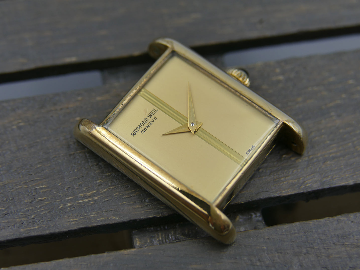 80s vintage watch Raymond Weil tank geneve ref. 671 hand wind cal. FHF-ST 69N