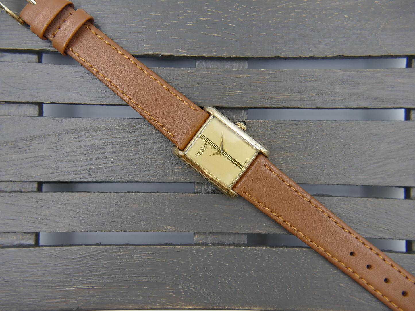 80s vintage watch Raymond Weil tank geneve ref. 671 hand wind cal. FHF-ST 69N