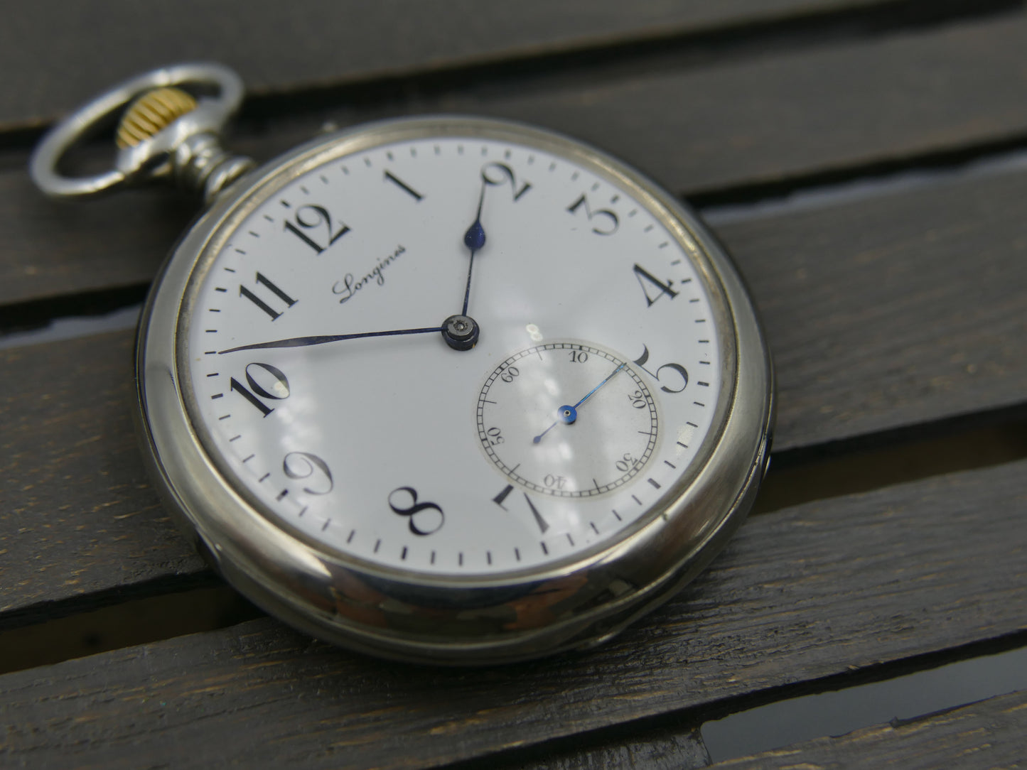 1908 vintage pocket gousset watch Longines manual wind 19.75