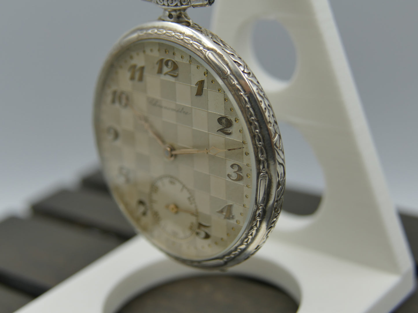Vintage art deco pocket watch silver Chronometre manual wind