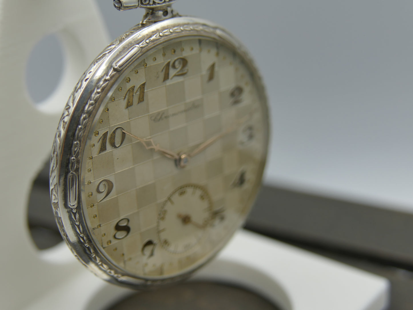Vintage art deco pocket watch silver Chronometre manual wind