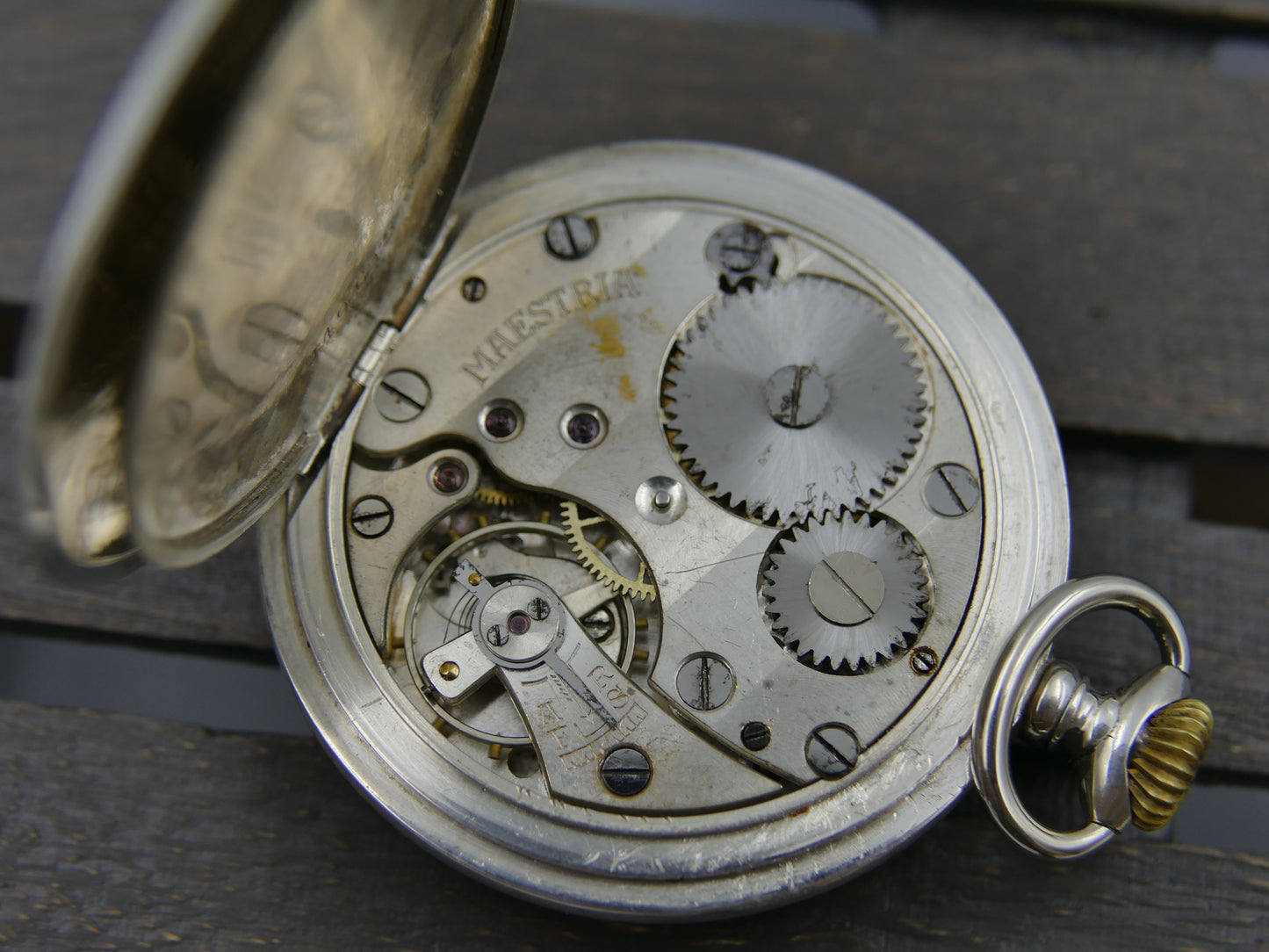 vintage pocket gousset watch Maestria Chronometer manual wind case in silver 0.800