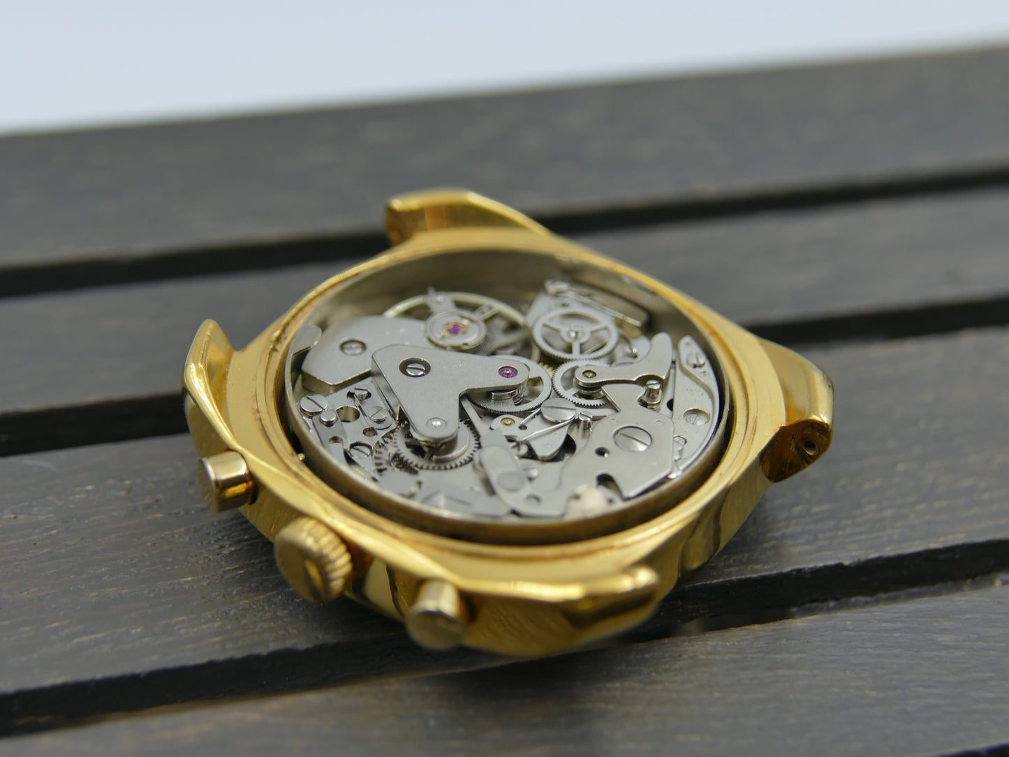70s vintage watch mens LIP chronograph valjoux 7734 green serviced