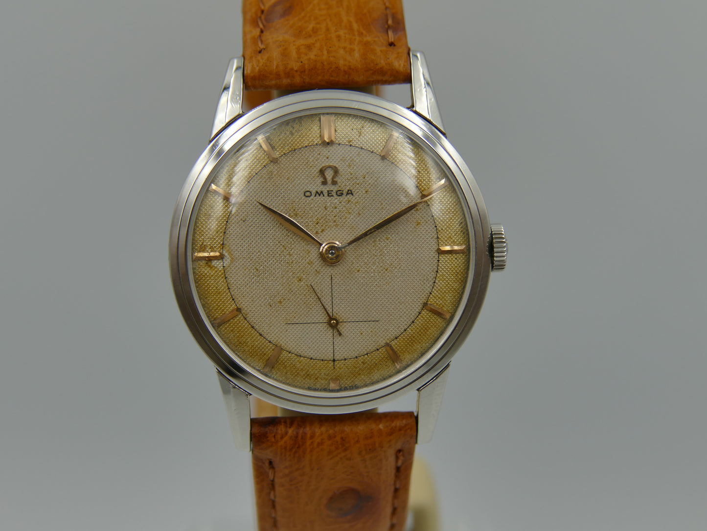 50’s vintage watch mens Omega ref. 2738 -1 honeycomb cal 410 serviced rare 2 tone