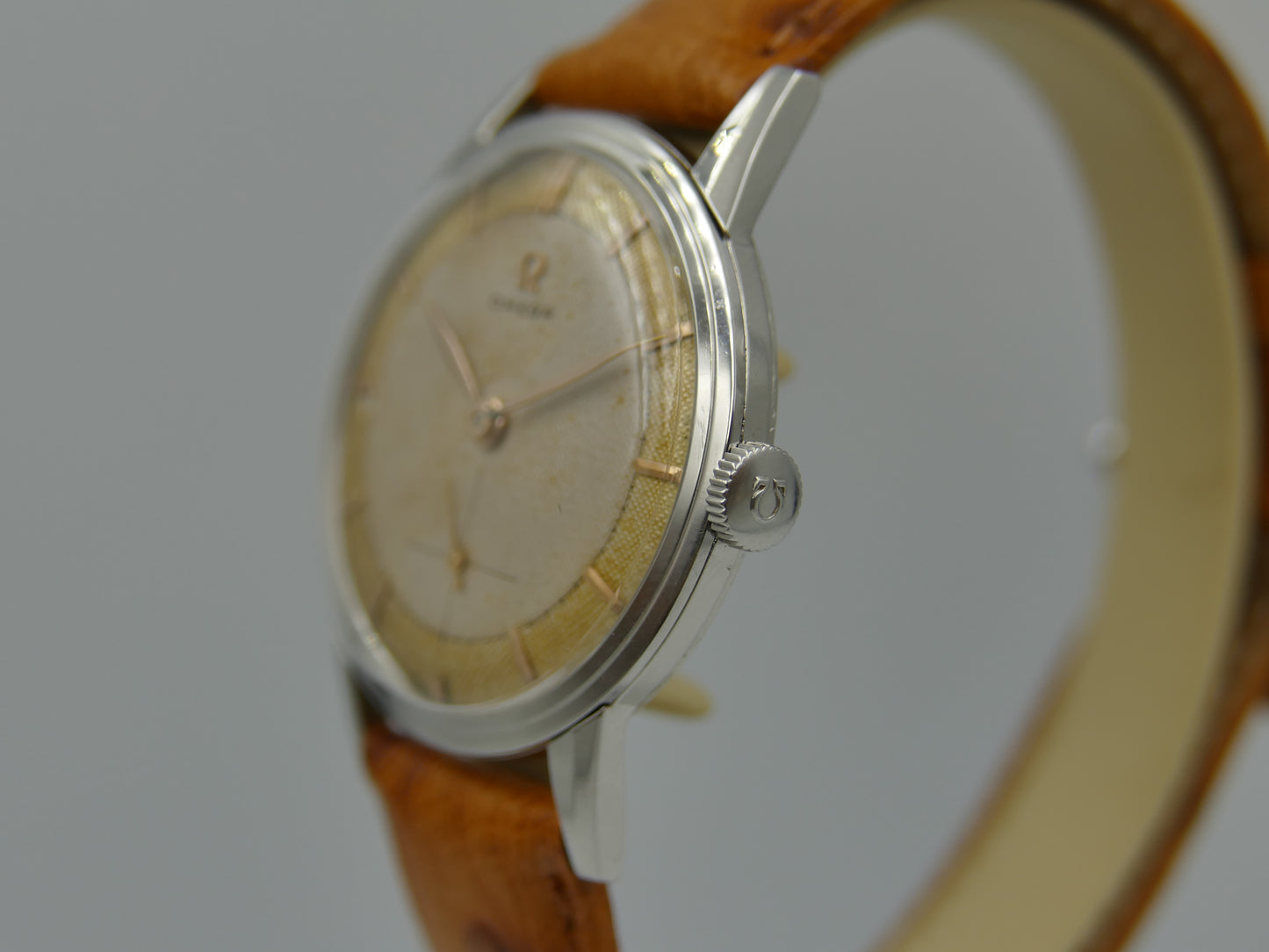 50’s vintage watch mens Omega ref. 2738 -1 honeycomb cal 410 serviced rare 2 tone