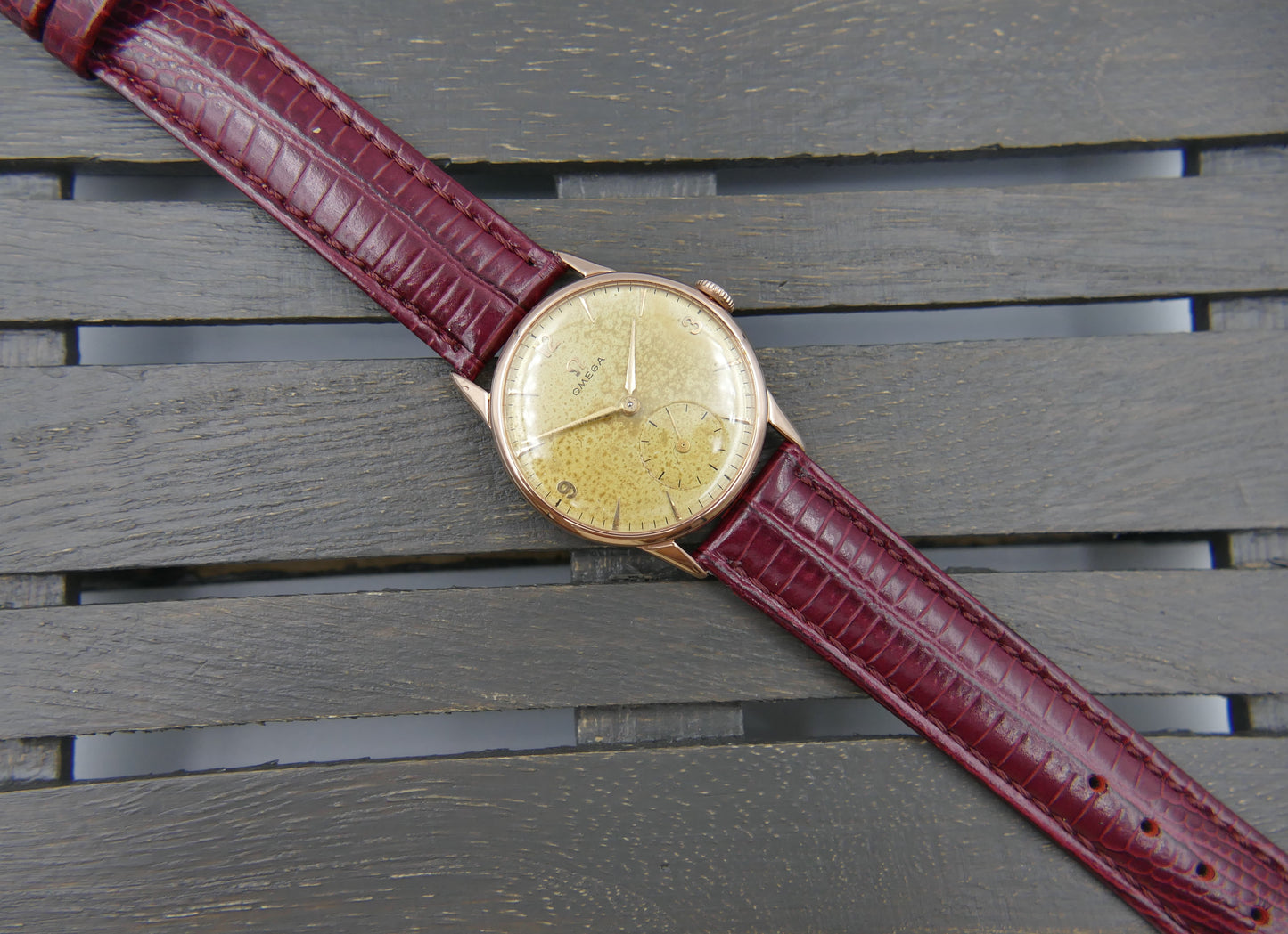 50’s vintage watch mens Omega ref. 14714 -62-SC rose gold pl serviced