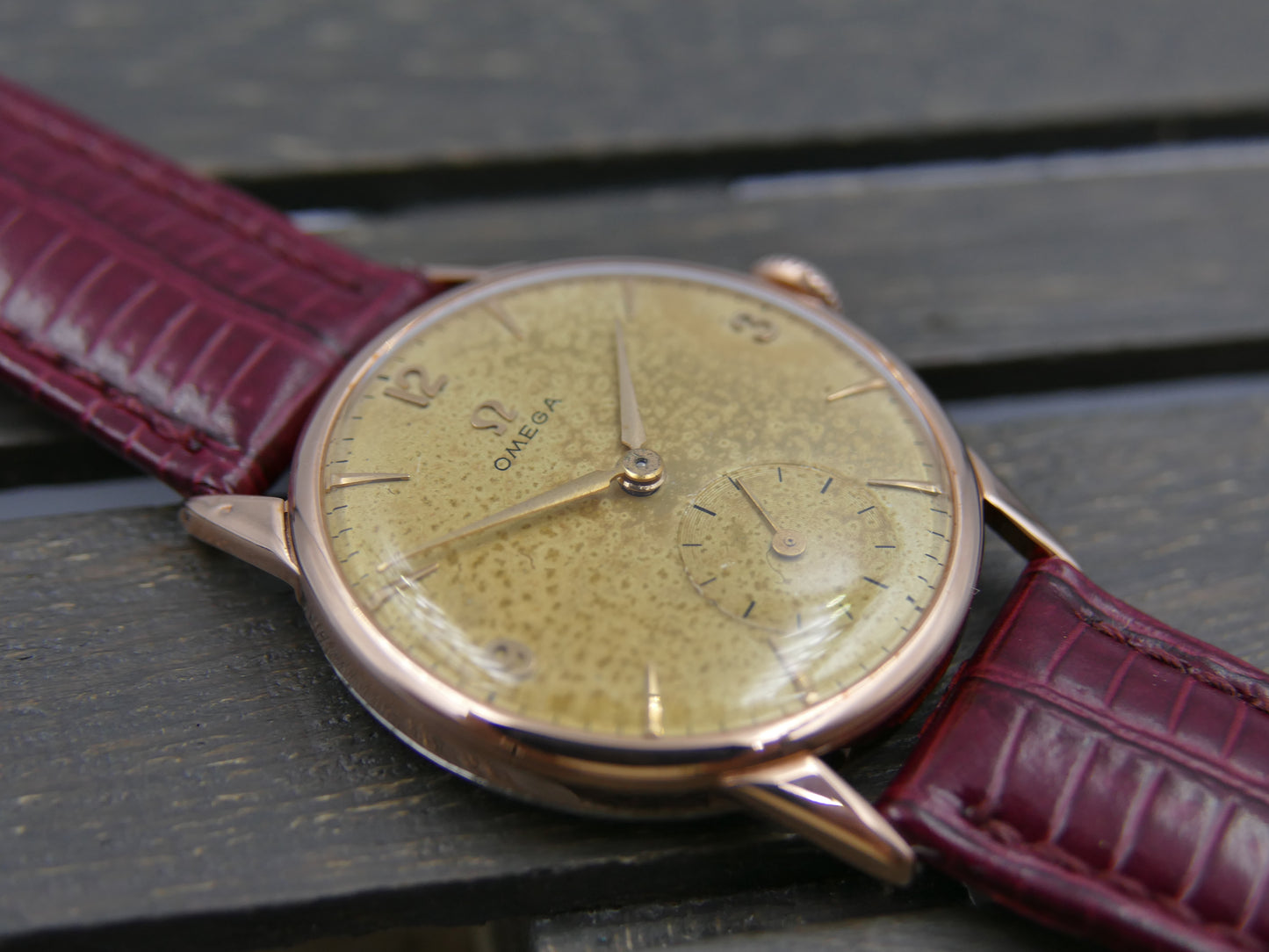 50’s vintage watch mens Omega ref. 14714 -62-SC rose gold pl serviced