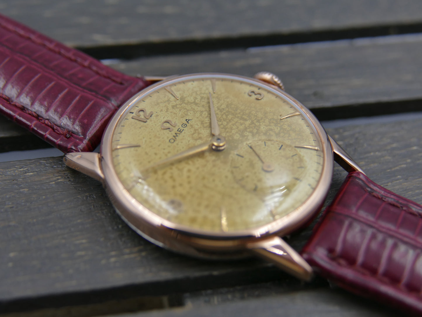 50’s vintage watch mens Omega ref. 14714 -62-SC rose gold pl serviced