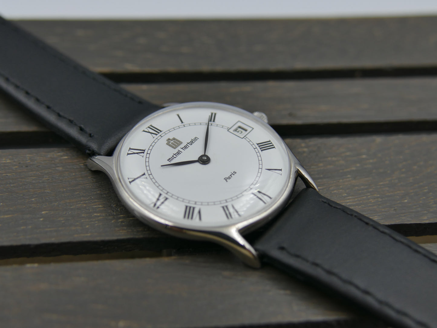 80s watch mens Michel Herbelin Paris ref 2813 Peseux 7001 flat serviced