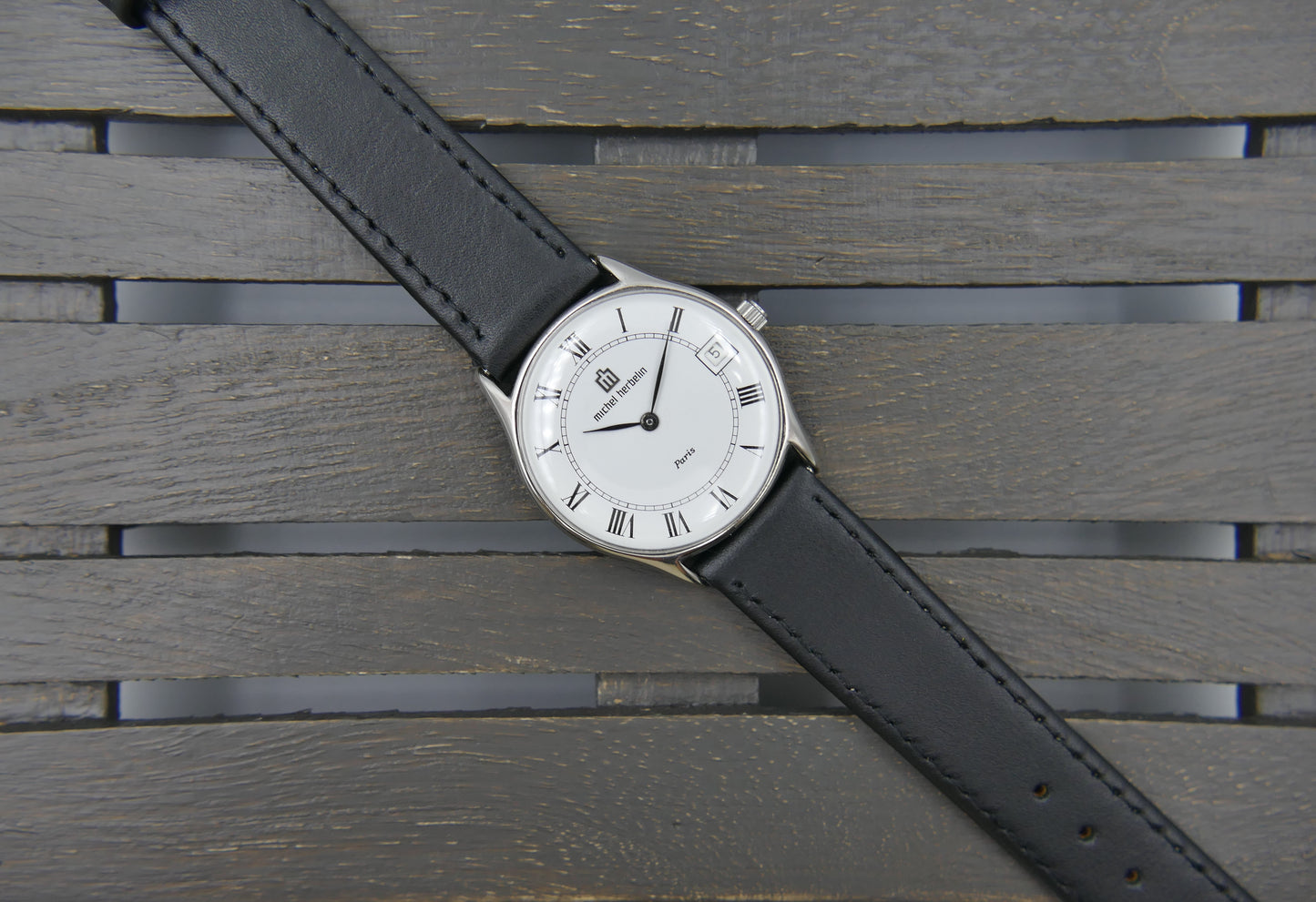 80s watch mens Michel Herbelin Paris ref 2813 Peseux 7001 flat serviced