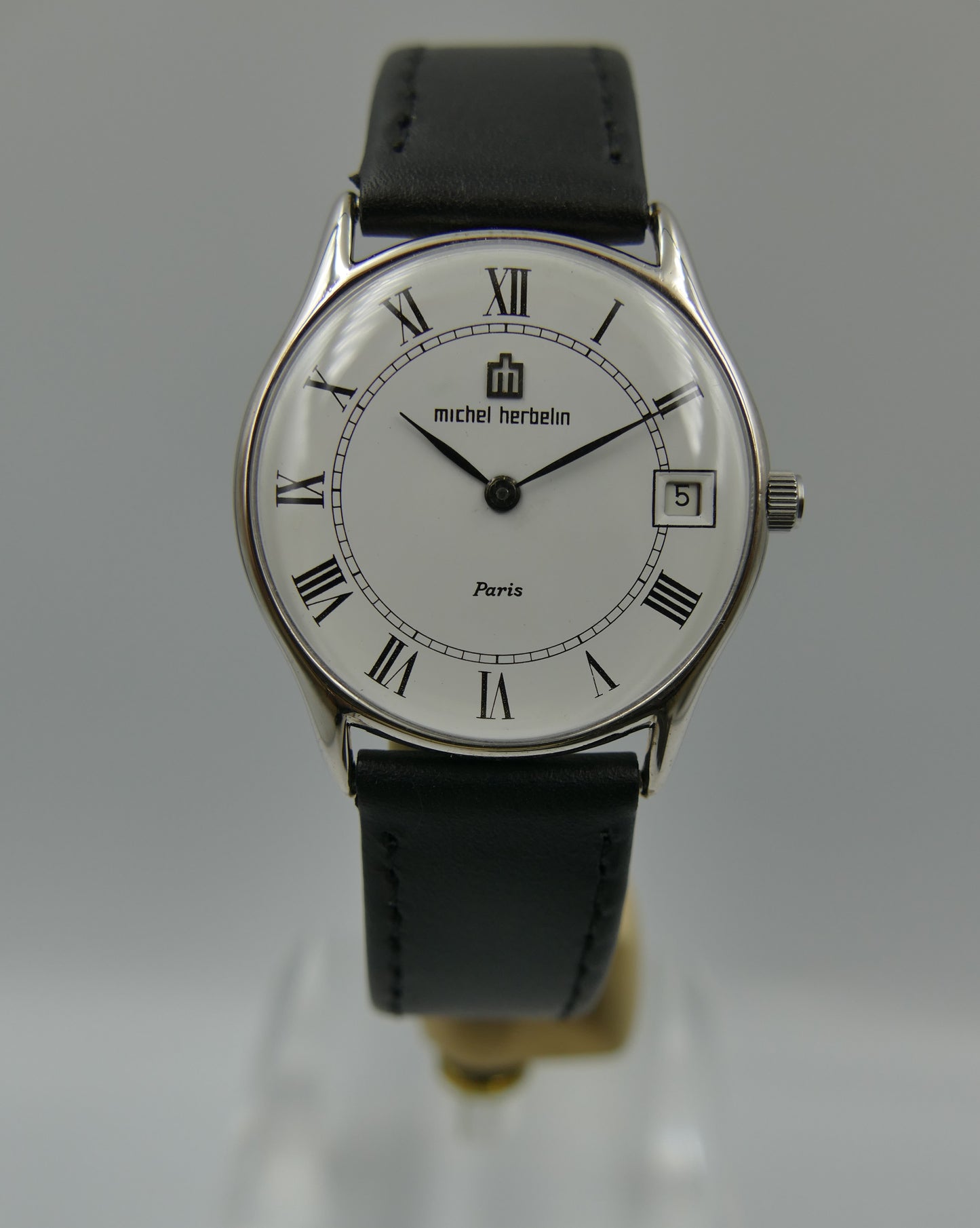 80s watch mens Michel Herbelin Paris ref 2813 Peseux 7001 flat serviced