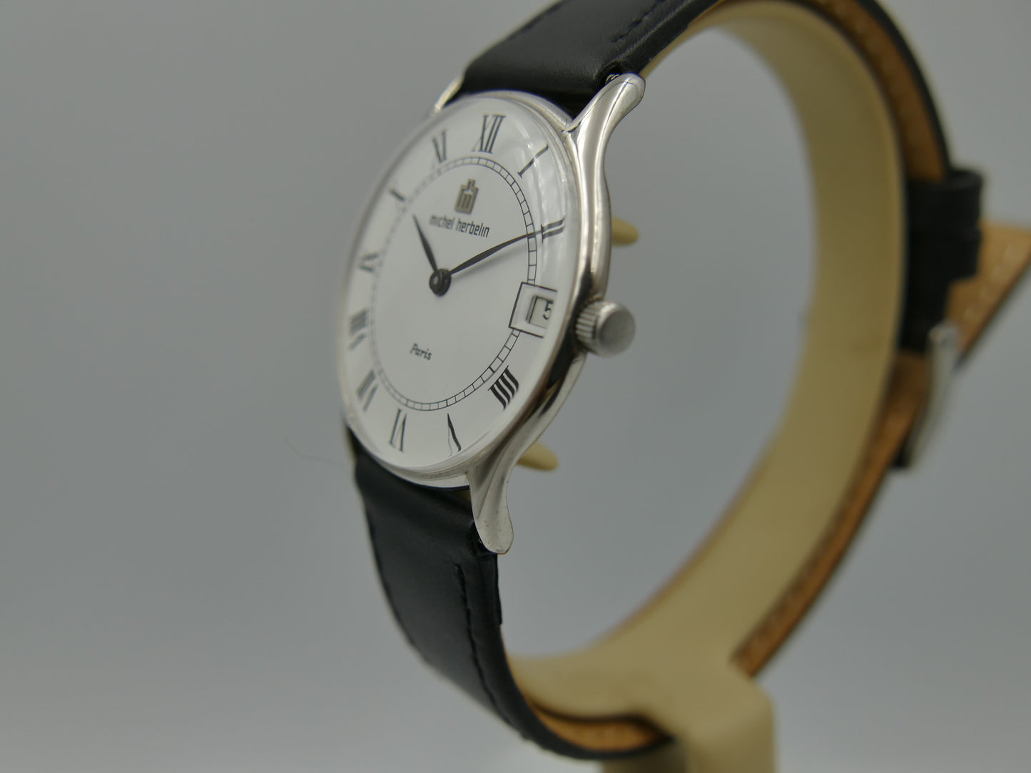 80s watch mens Michel Herbelin Paris ref 2813 Peseux 7001 flat serviced