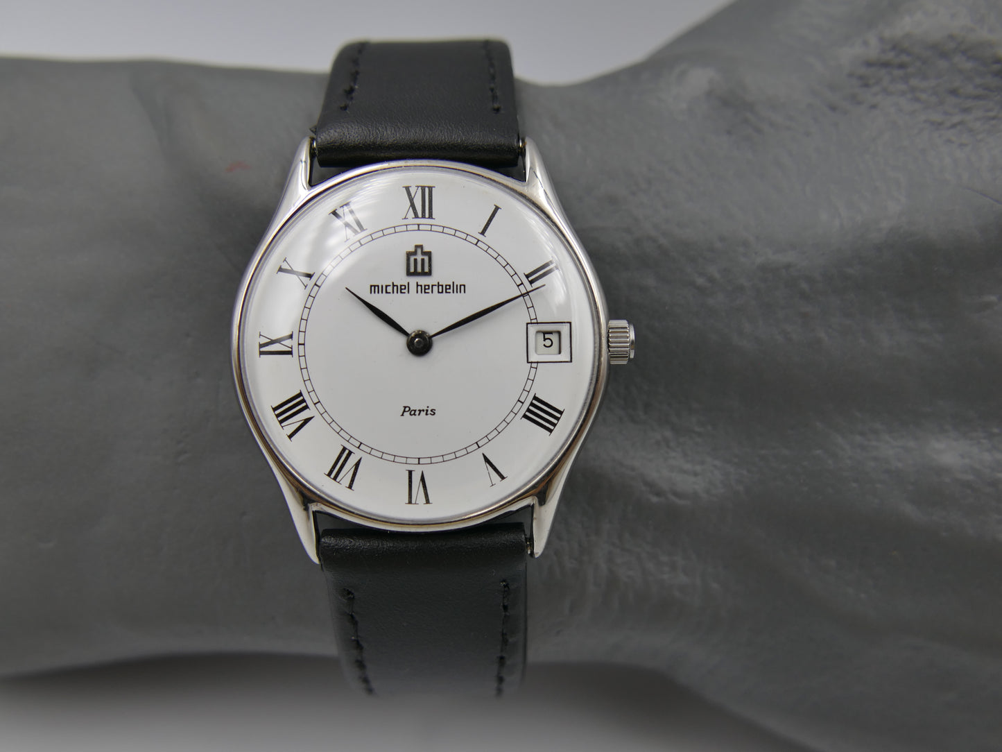 80s watch mens Michel Herbelin Paris ref 2813 Peseux 7001 flat serviced