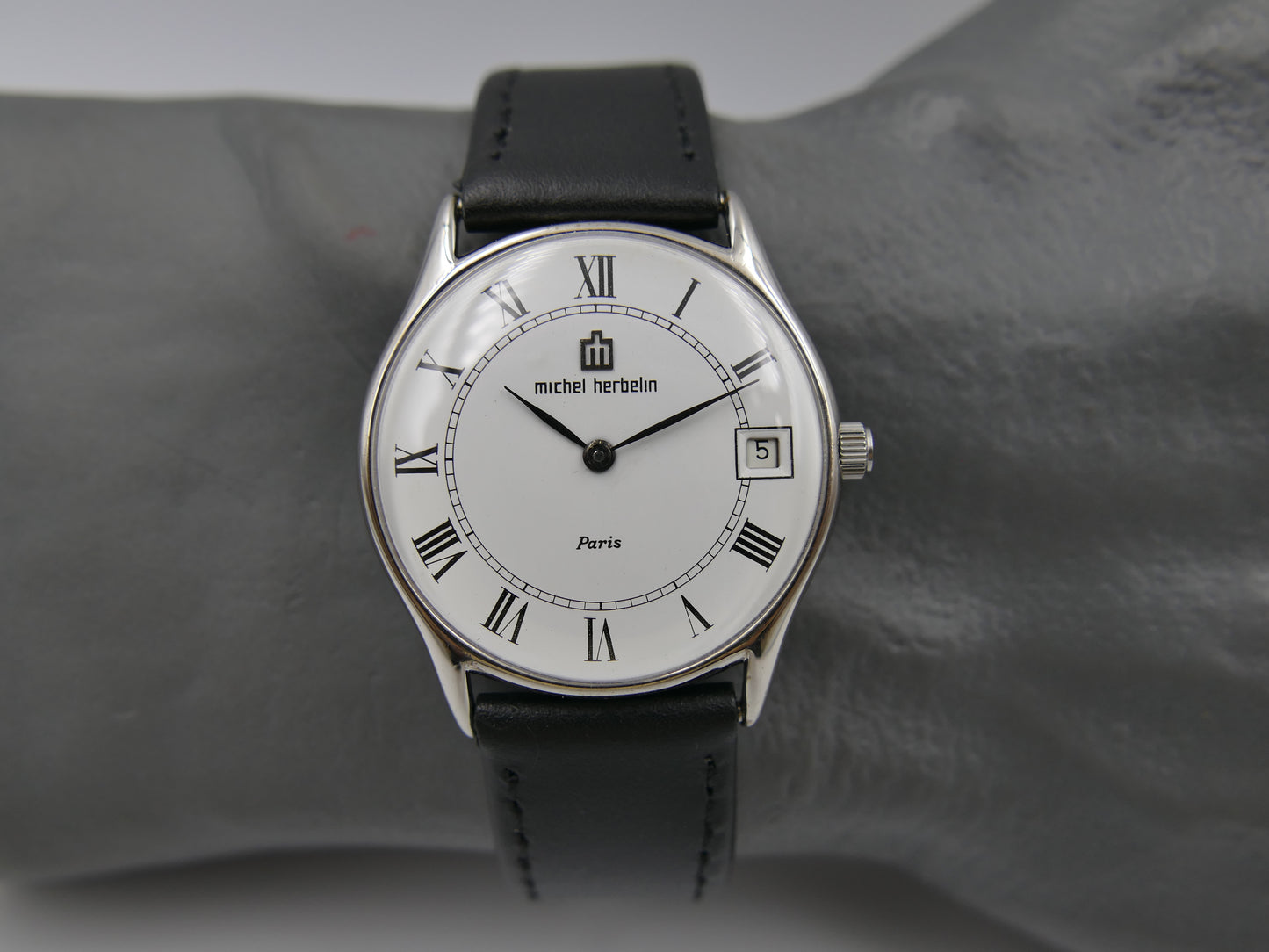 80s watch mens Michel Herbelin Paris ref 2813 Peseux 7001 flat serviced