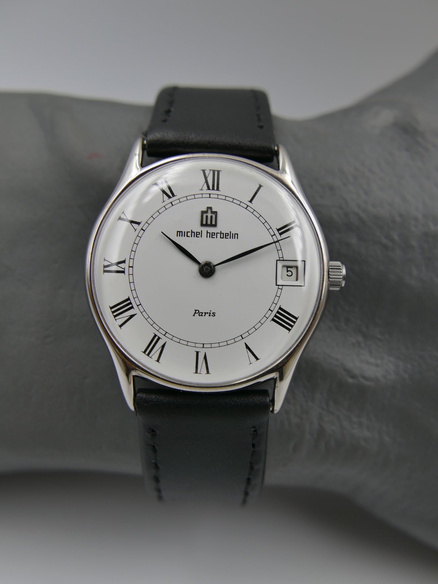 80s watch mens Michel Herbelin Paris ref 2813 Peseux 7001 flat serviced