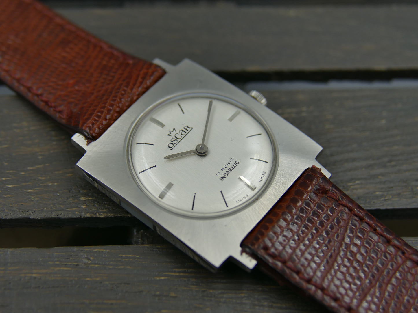 70s vintage watch mens Oscar hand wind FHF 35 Extra Plan square
