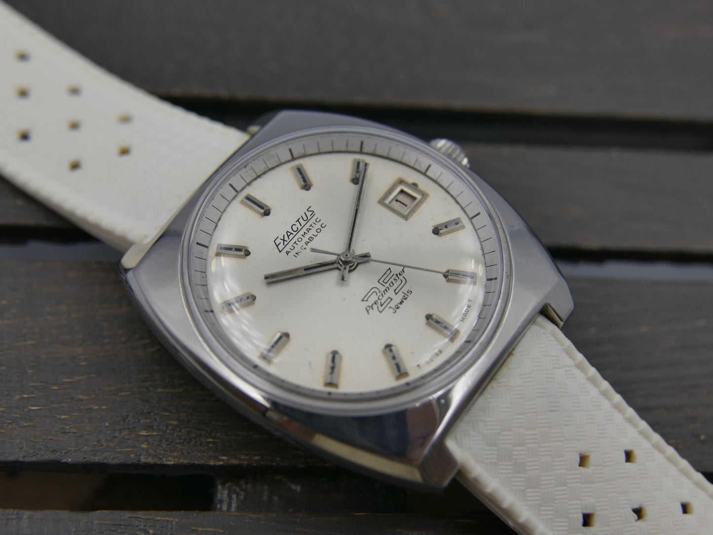 70s vintage watch mens diver compressor case Exactus precimaster automatic ETA 2472 serviced