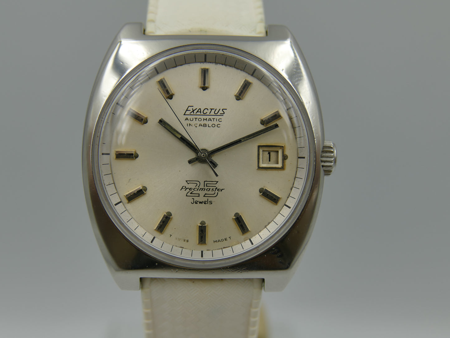 70s vintage watch mens diver compressor case Exactus precimaster automatic ETA 2472 serviced