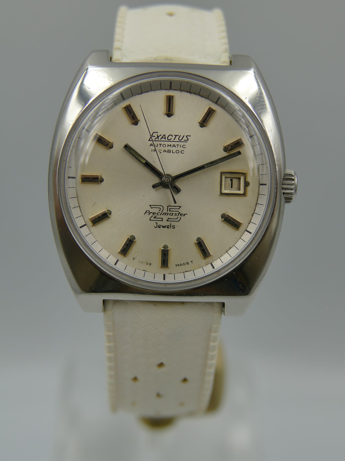 70s vintage watch mens diver compressor case Exactus precimaster automatic ETA 2472 serviced