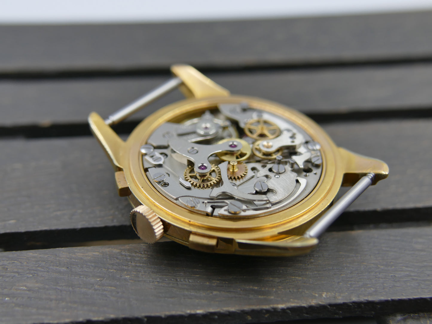 50s vintage SINEX Chronograph swiss Cal. Landeron 48 salmon OVERSIZE jumbo