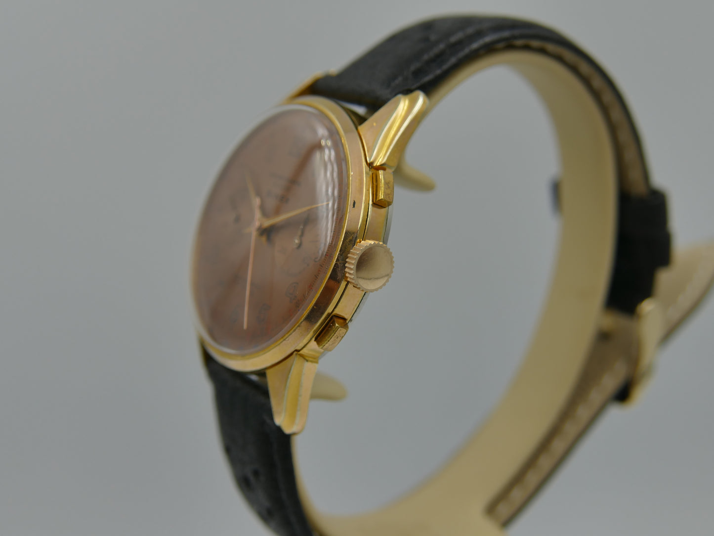50s vintage SINEX Chronograph swiss Cal. Landeron 48 salmon OVERSIZE jumbo