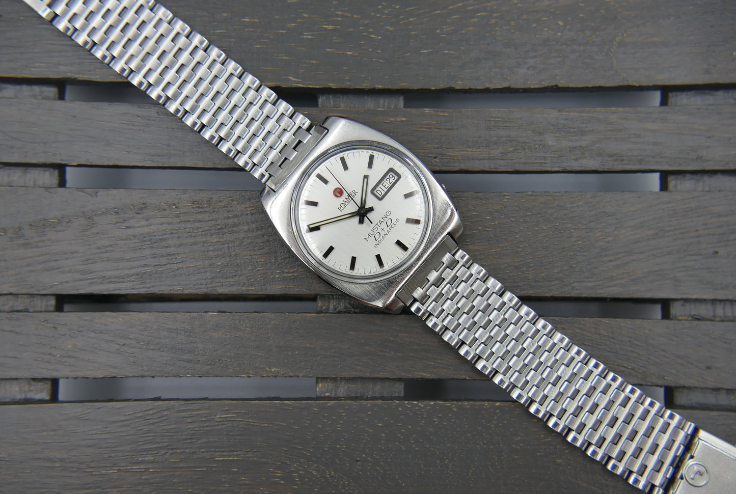 Vintage watch mens Roamer Mustang D+D Indianapolis Automatic Day-Date ref. 482-1120-601 cal. ST678