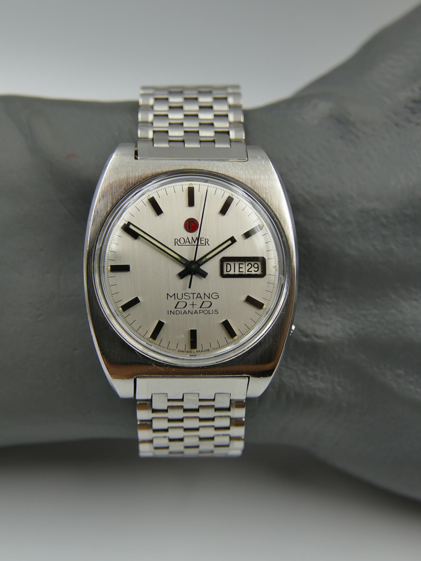 Vintage watch mens Roamer Mustang D+D Indianapolis Automatic Day-Date ref. 482-1120-601 cal. ST678