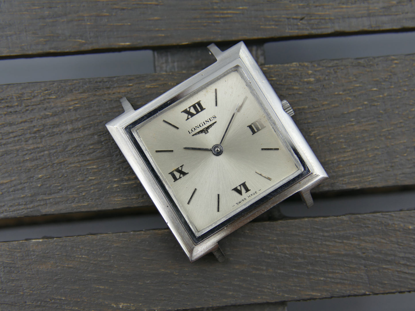 60s vintage watch dress flat Longines square ref. 7759 4 hand wind cal 428 serviced