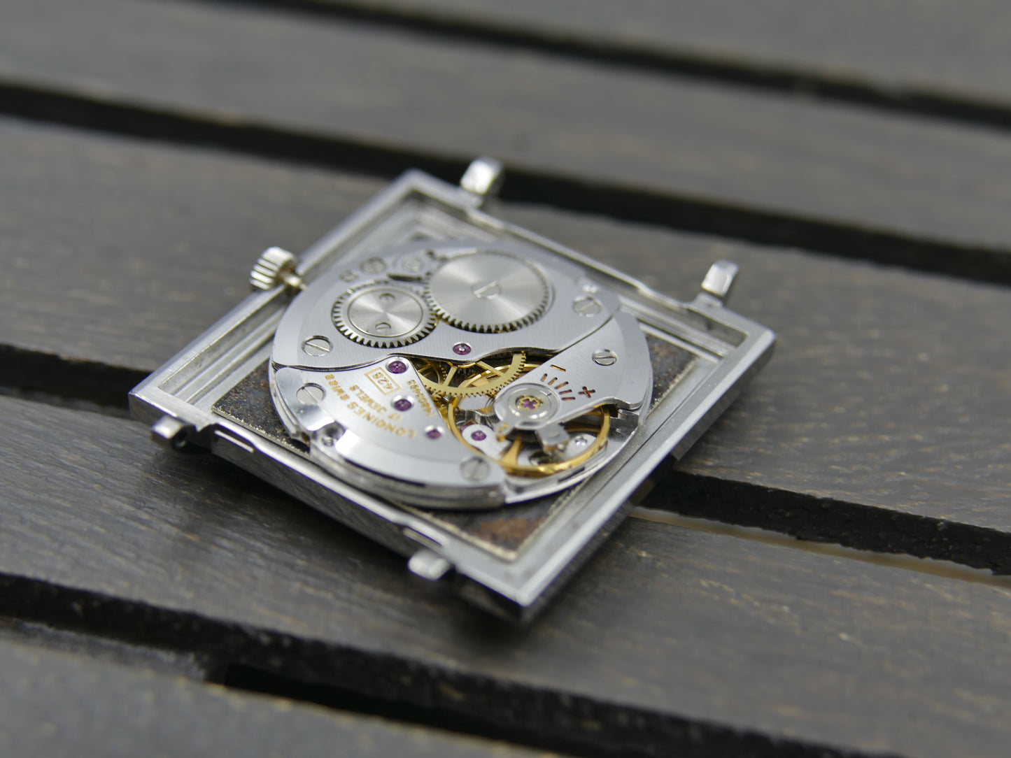 60s vintage watch dress flat Longines square ref. 7759 4 hand wind cal 428 serviced