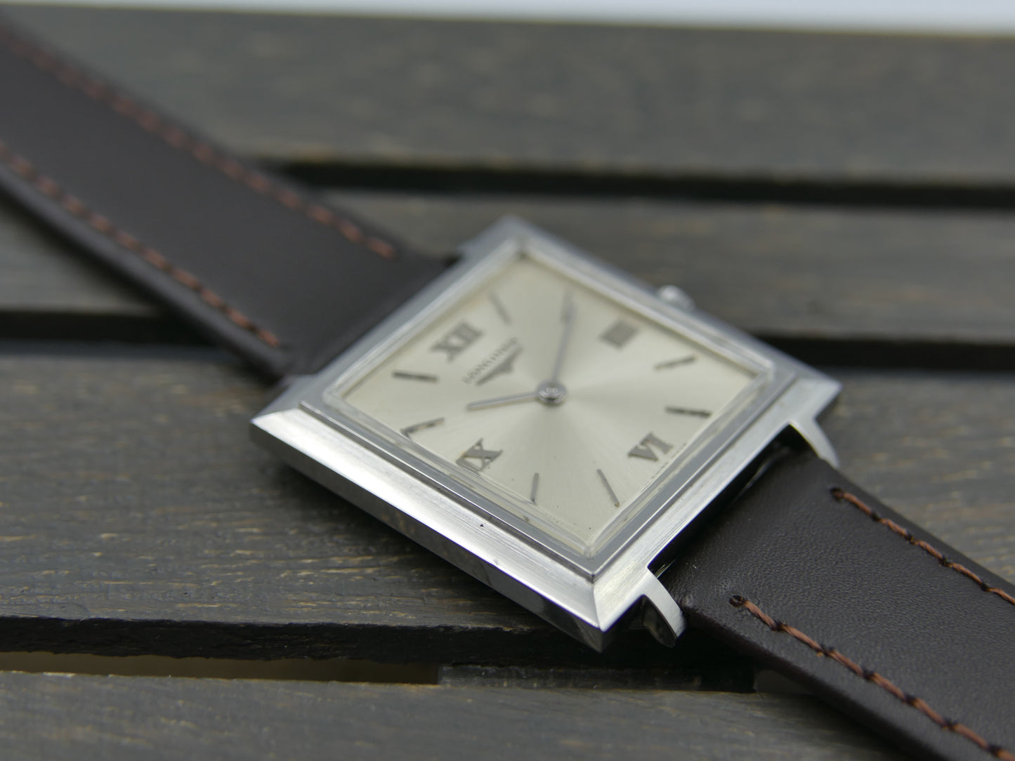 60s vintage watch dress flat Longines square ref. 7759 4 hand wind cal 428 serviced