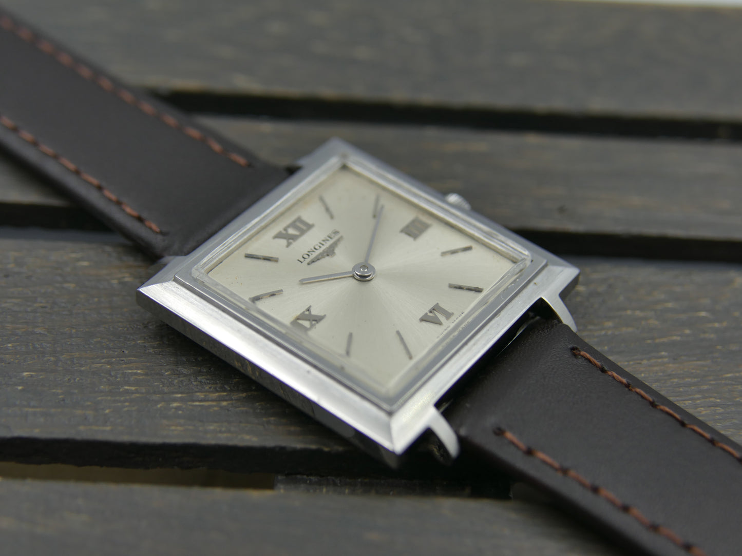 60s vintage watch dress flat Longines square ref. 7759 4 hand wind cal 428 serviced