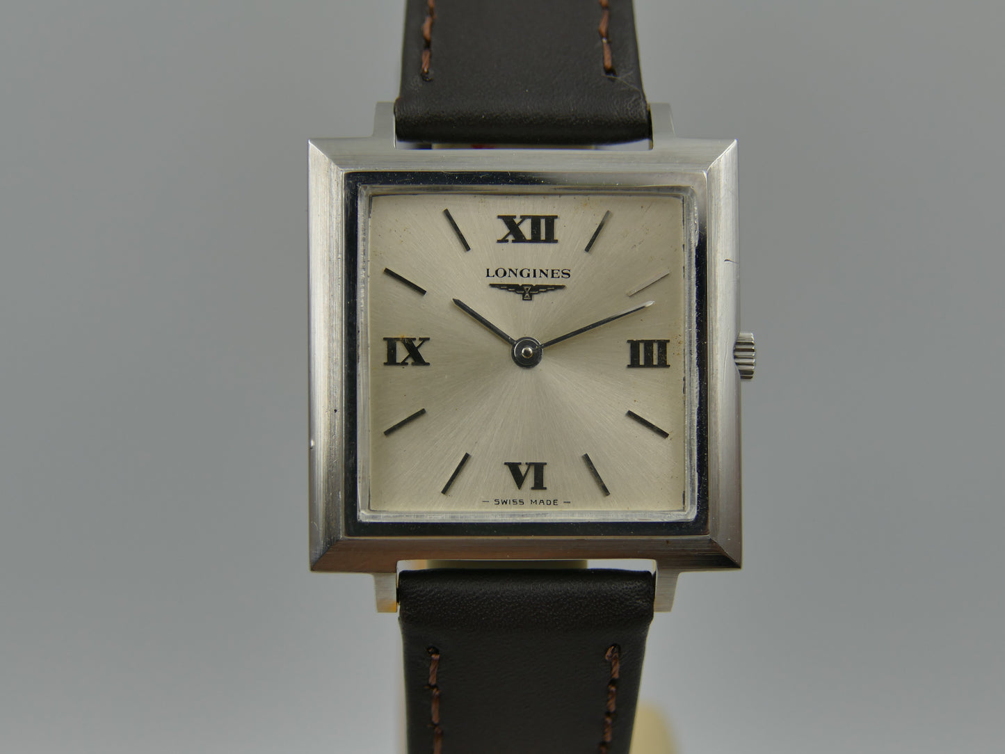 60s vintage watch dress flat Longines square ref. 7759 4 hand wind cal 428 serviced