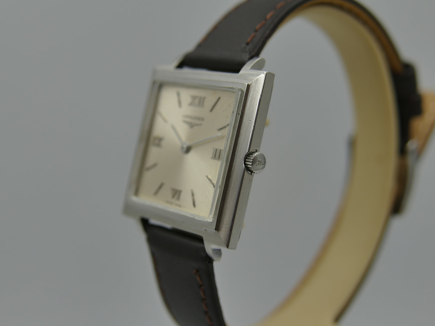 60s vintage watch dress flat Longines square ref. 7759 4 hand wind cal 428 serviced