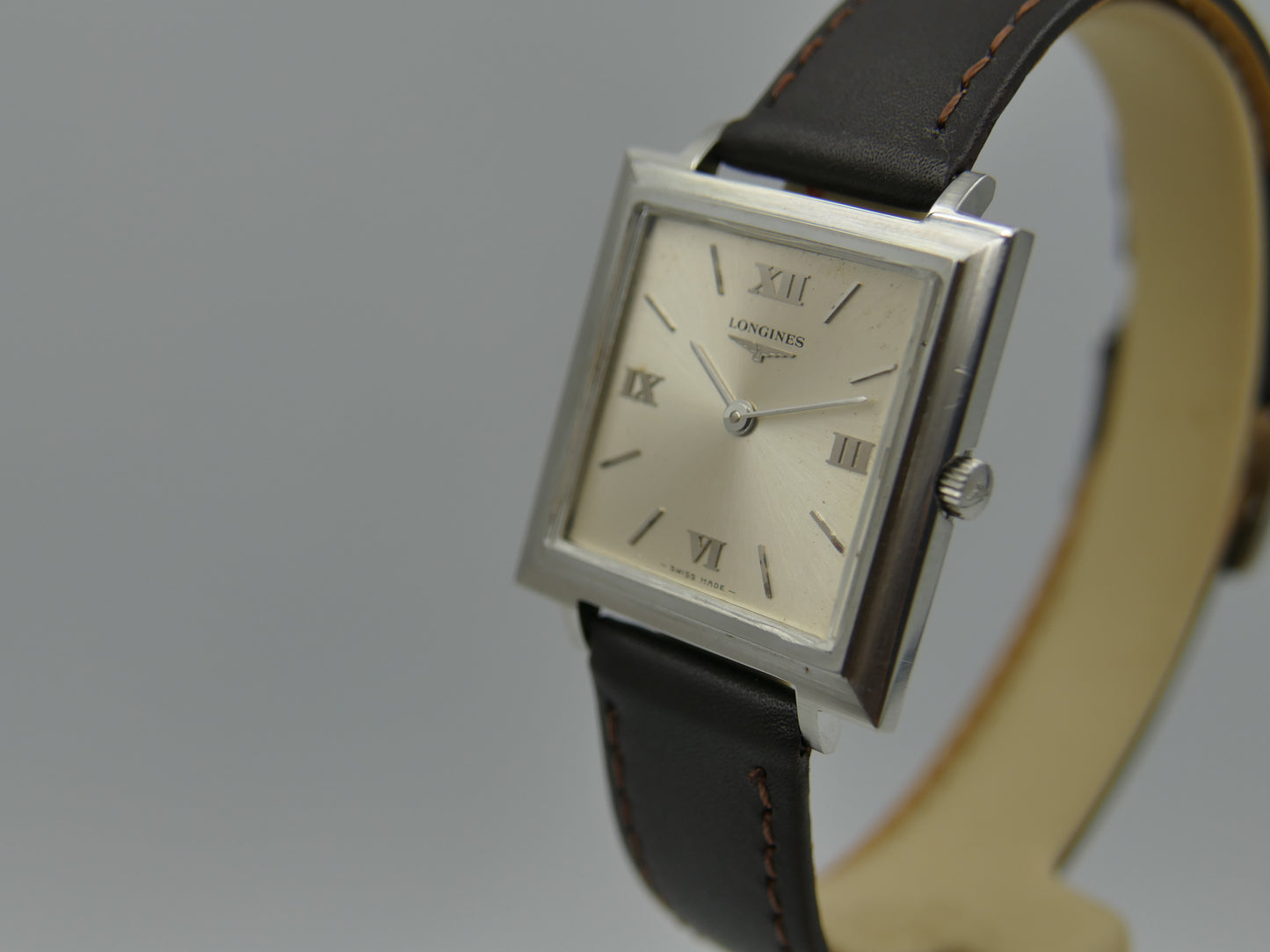 60s vintage watch dress flat Longines square ref. 7759 4 hand wind cal 428 serviced