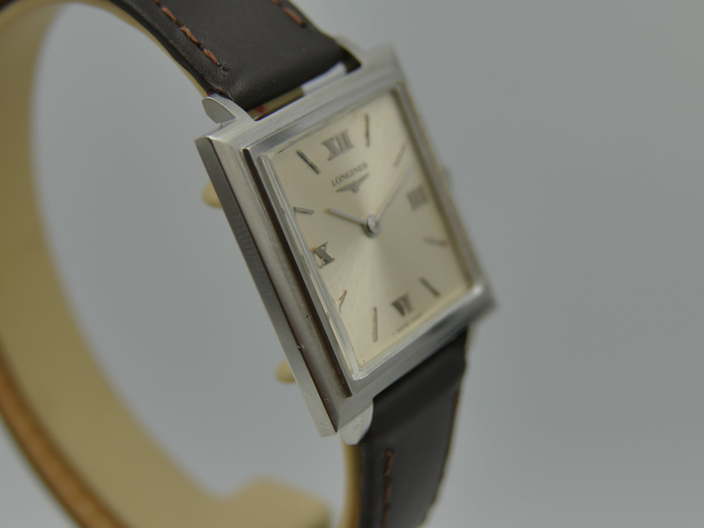 60s vintage watch dress flat Longines square ref. 7759 4 hand wind cal 428 serviced