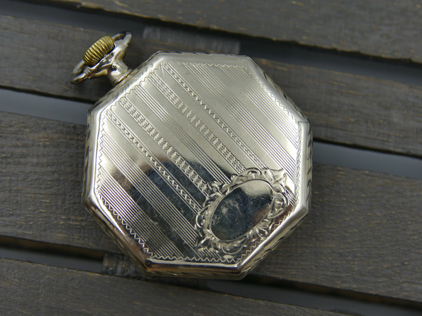 20s vintage pocket watch Elgin Grade 315 Octagonal white 14k solid gold serviced