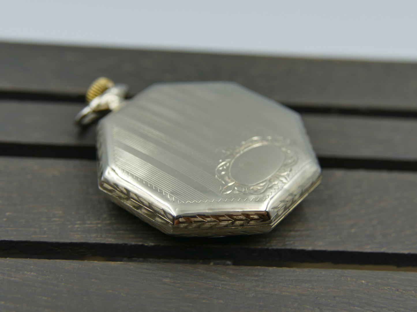 20s vintage pocket watch Elgin Grade 315 Octagonal white 14k solid gold serviced