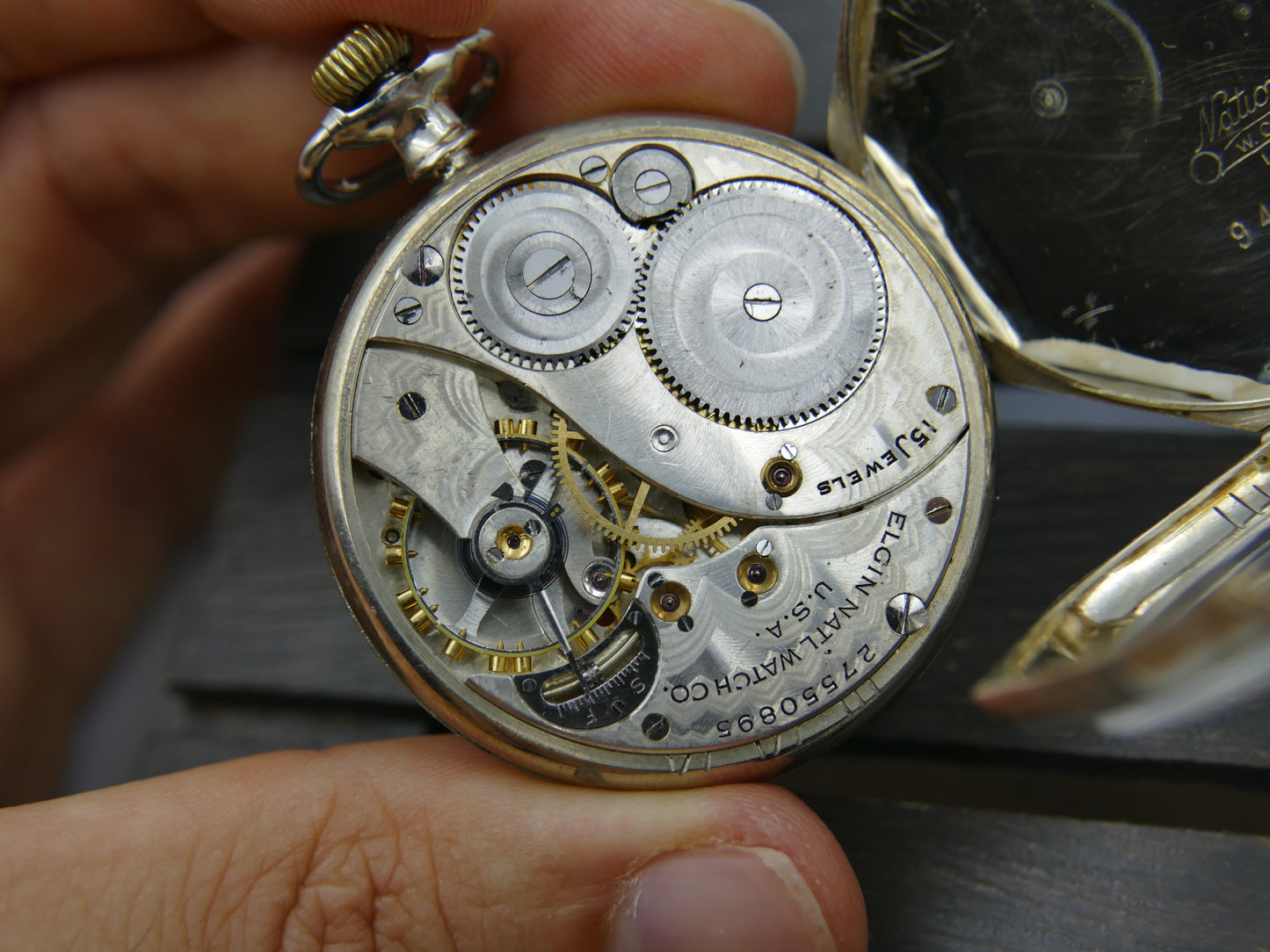 20s vintage pocket watch Elgin Grade 315 Octagonal white 14k solid gold serviced