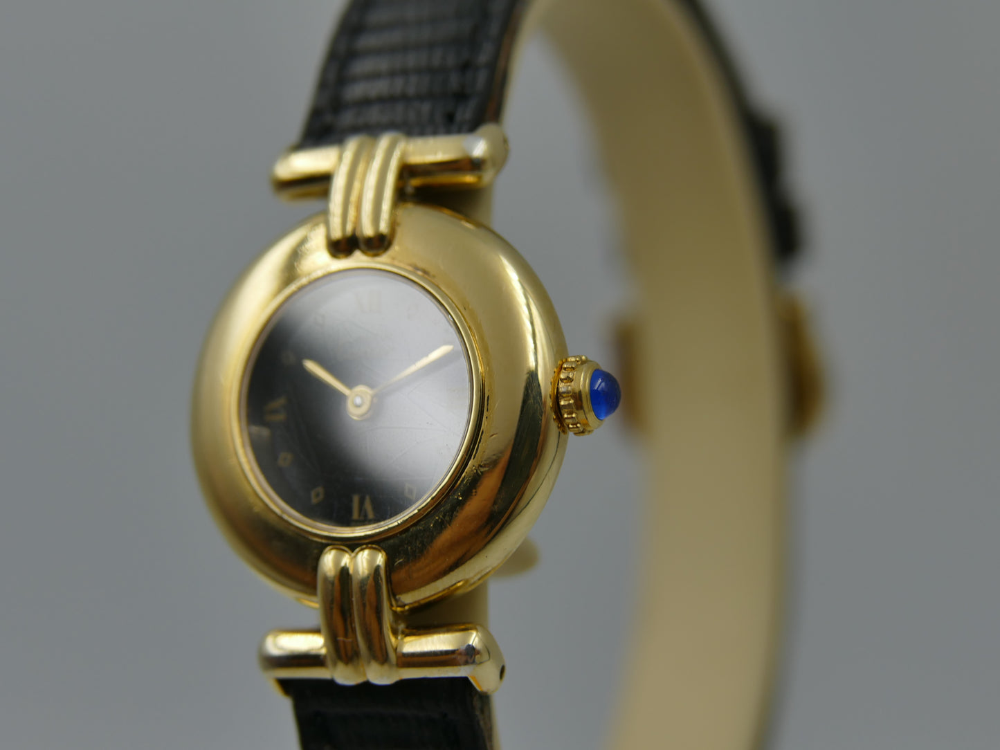 Cartier Must Colisee 590002 Vermeil Black Dial Silver 925 Quartz Ladies
