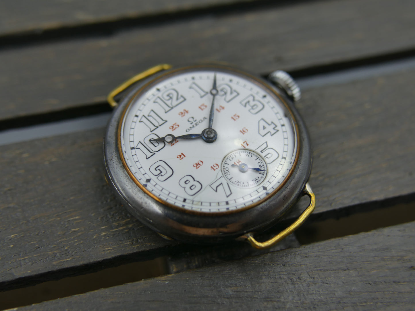 10s vintage watch mens military trench ww1 Omega manual wind cal 12’’’ S 7-16 p