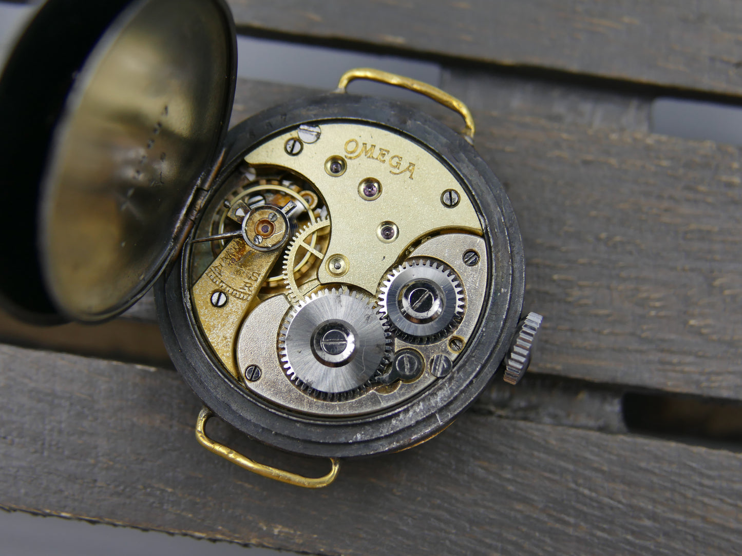 10s vintage watch mens military trench ww1 Omega manual wind cal 12’’’ S 7-16 p