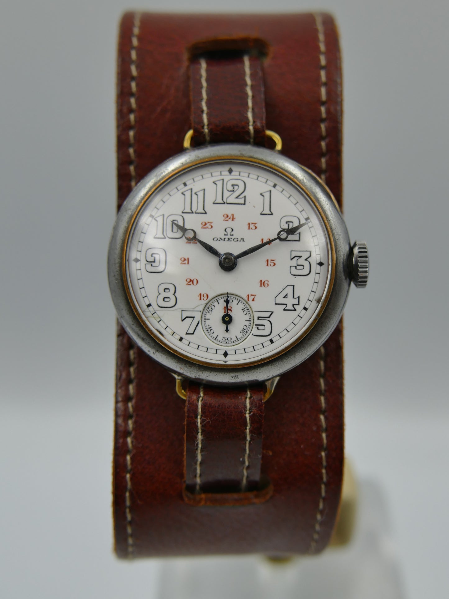 10s vintage watch mens military trench ww1 Omega manual wind cal 12’’’ S 7-16 p