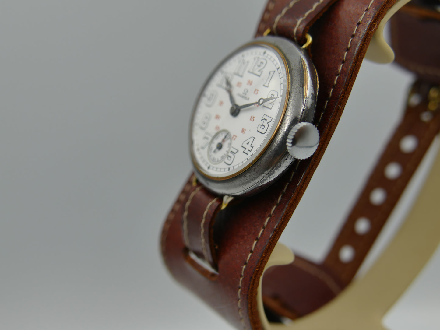 10s vintage watch mens military trench ww1 Omega manual wind cal 12’’’ S 7-16 p