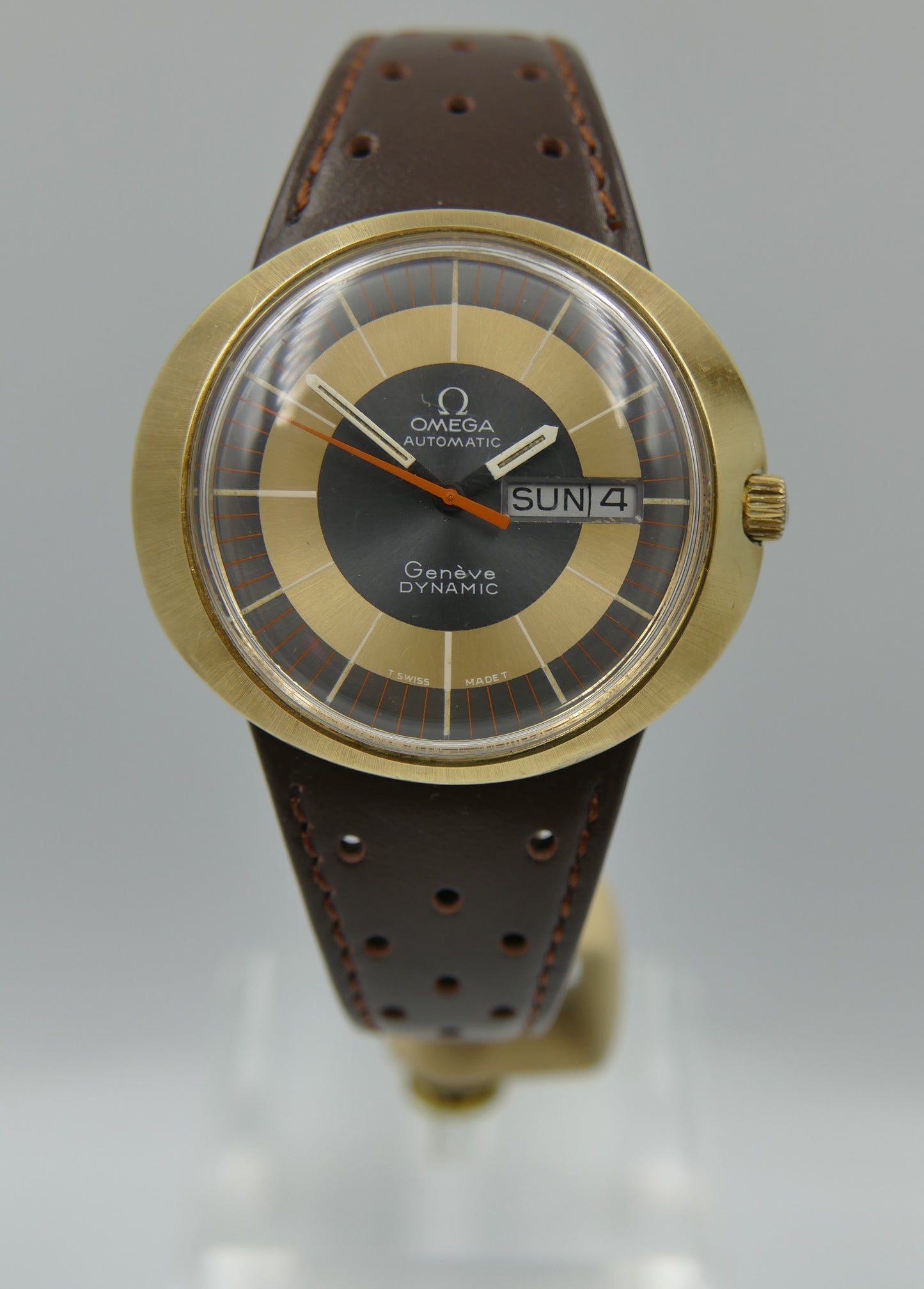 70s vintage watch mens Omega Geneve dynamic automatic cal 752 ref 166.079 gold cap