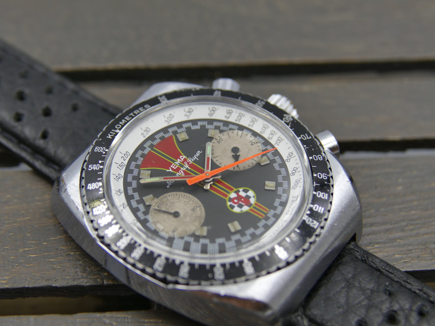 70s vintage watch mens Yema Meangraf Super driver chronograph valjoux 7733